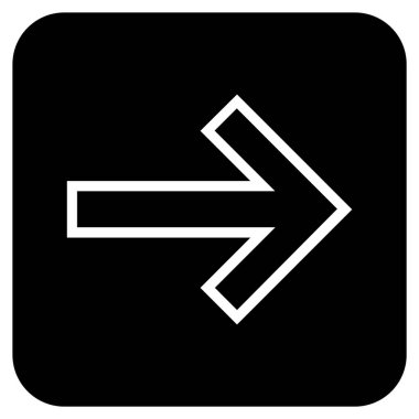 Ok sağ düz vektör simgesi kare