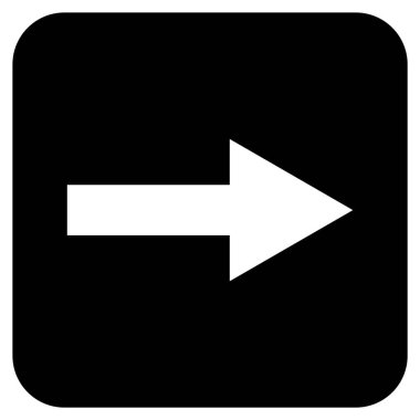 Ok sağ düz vektör simgesi kare