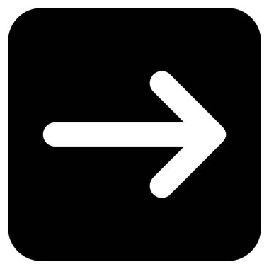 Ok sağ düz vektör simgesi kare