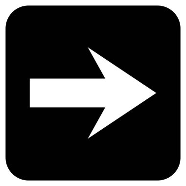 Ok sağ düz vektör simgesi kare