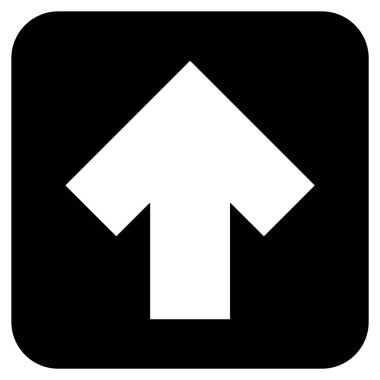 Düz yukarı ok vektör simgesi kare