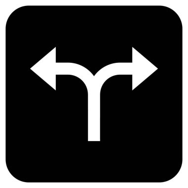 Bifurkasyon oklar sol düz kare vektör simgesi sağ