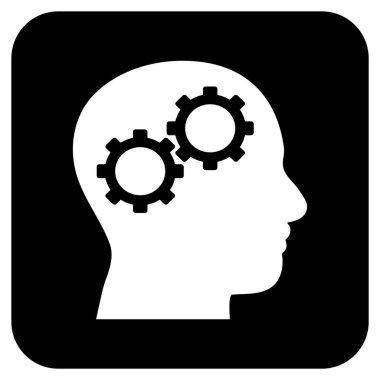 Beyin vites düz kare vektör simgesi