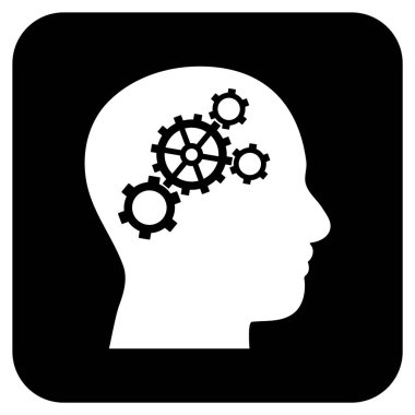 Beyin vites düz kare vektör simgesi