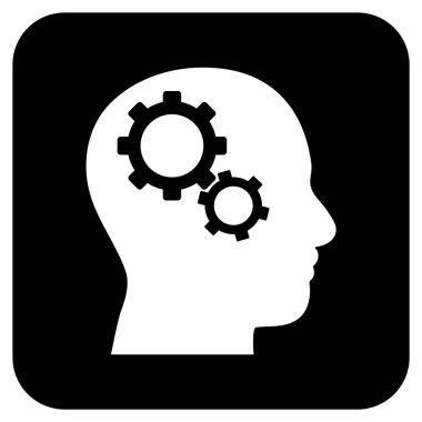 Beyin vites düz kare vektör simgesi