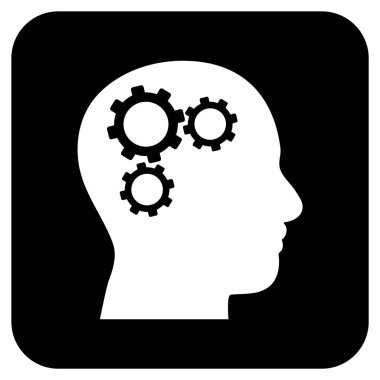 Beyin vites düz kare vektör simgesi