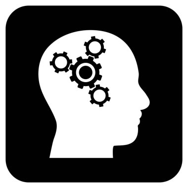 Beyin mekanik düz kare vektör simgesi