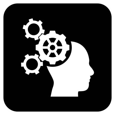 Beyin mekanik düz kare vektör simgesi