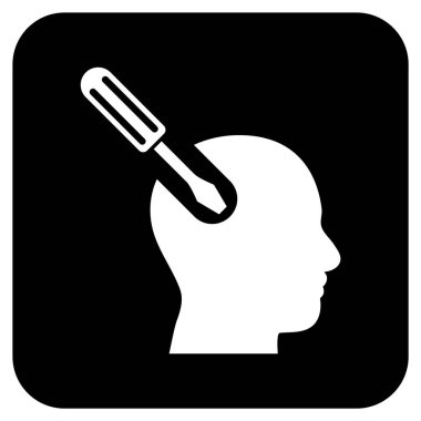 Beyin aracı düz kare vektör simgesi