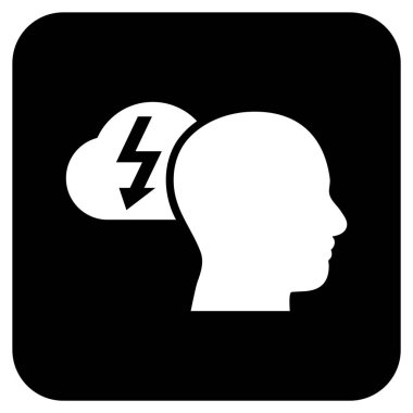 Beyin fırtınası düz kare vektör simgesi