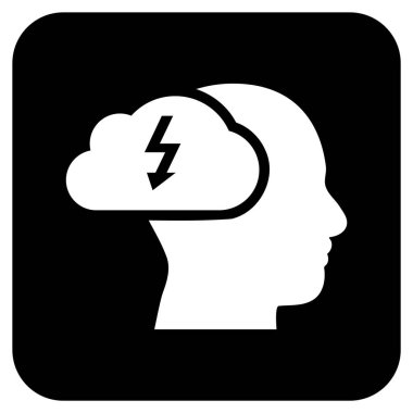 Beyin fırtınası düz kare vektör simgesi