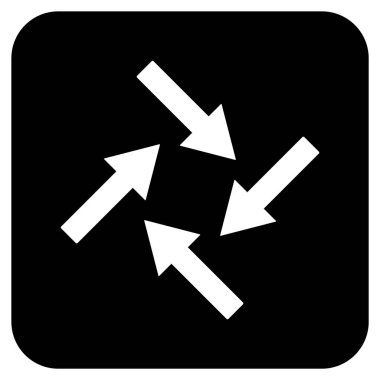 Merkezcil oklar düz kare vektör simgesi