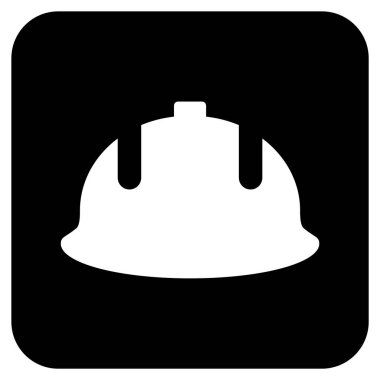 İnşaat kask düz kare vektör simgesi