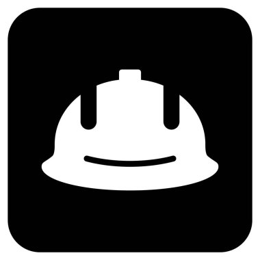 İnşaat kask düz kare vektör simgesi
