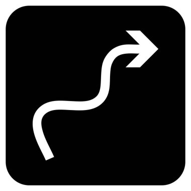 Eğri ok düz kare vektör simgesi