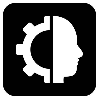 Cyborg vites düz kare vektör simgesi