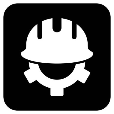 Geliştirme kask düz kare vektör simgesi