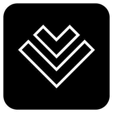 Düz aşağı yön vektör simgesi kare