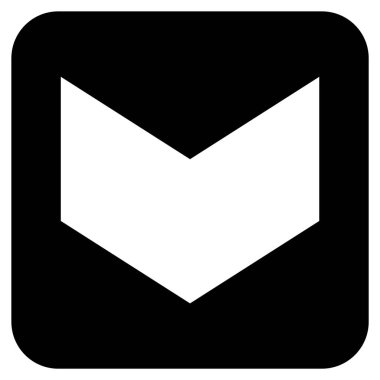 Düz aşağı yön vektör simgesi kare