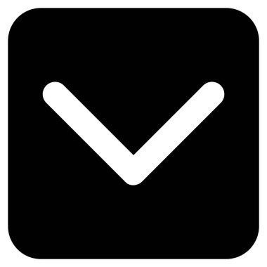 Düz aşağı yön vektör simgesi kare