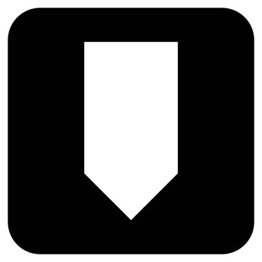 Düz aşağı yön vektör simgesi kare