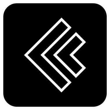 Düz sol yön vektör simgesi kare