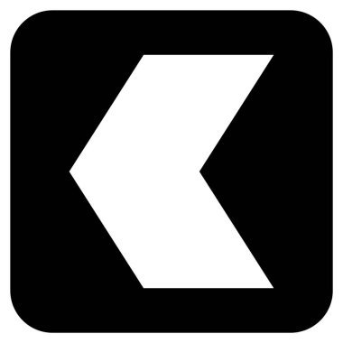 Düz sol yön vektör simgesi kare