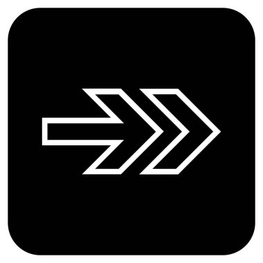 Şu yönde düz vektör simgesi kare