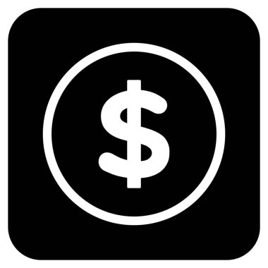 Doları düz kare vektör simgesi