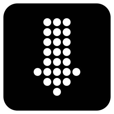 Noktalı ok aşağı düz kare vektör simgesi