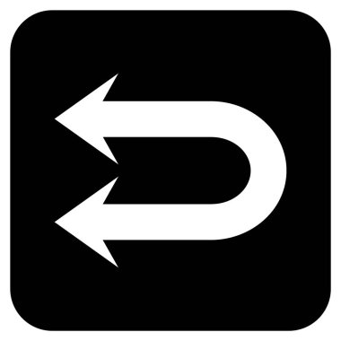 Sola çift ok düz kare vektör simgesi