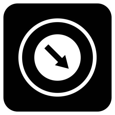 Aşağı doğru yuvarlak ok düz kare vektör simgesi