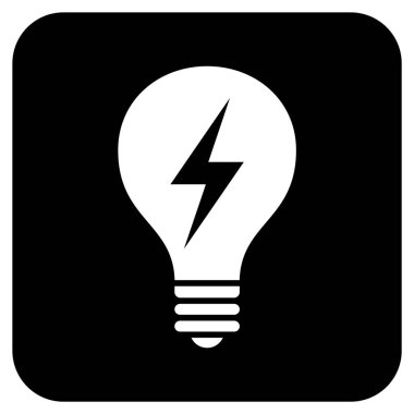 Elektrikli ampul düz kare vektör simgesi