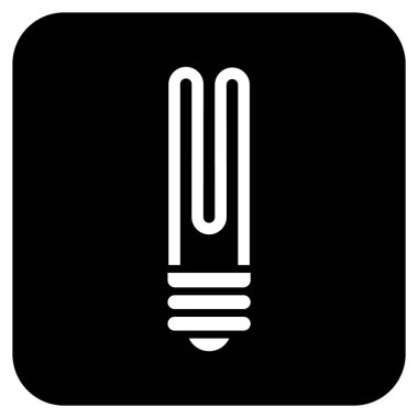 Floresan ampul düz kare vektör simgesi