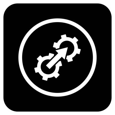 Dişli Tümleştirme düz kare vektör simgesi