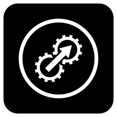 Dişli Tümleştirme düz kare vektör simgesi