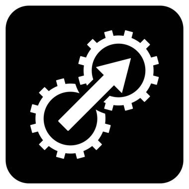 Dişli Tümleştirme düz kare vektör simgesi