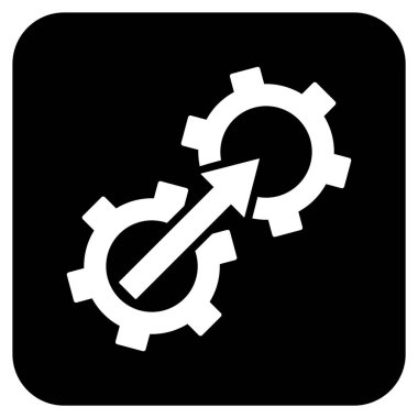 Dişli Tümleştirme düz kare vektör simgesi