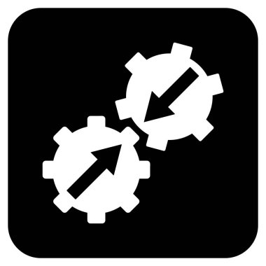 Dişli Tümleştirme düz kare vektör simgesi