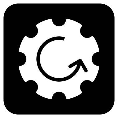 Dişli döndürme düz kare vektör simgesi