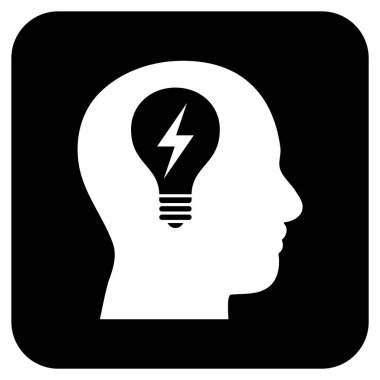 Kafası ampul düz kare vektör simgesi