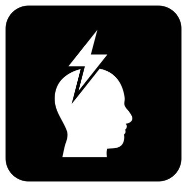 Baş ağrısı düz kare vektör simgesi