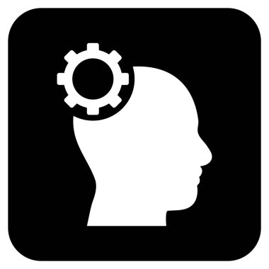 Akıl vites düz kare vektör simgesi