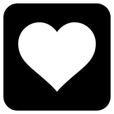 Aşk kalp düz kare vektör simgesi