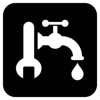 Sıhhi tesisat düz kare vektör simgesi