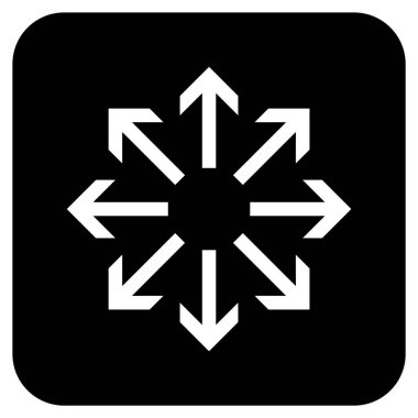 Radyal oklar düz kare vektör simgesi