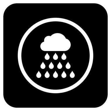 Yağmur bulutu düz kare vektör simgesi