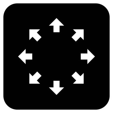 Radyal oklar düz kare vektör simgesi