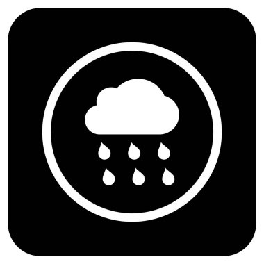 Yağmur bulutu düz kare vektör simgesi