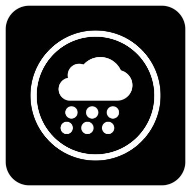 Yağmur bulutu düz kare vektör simgesi